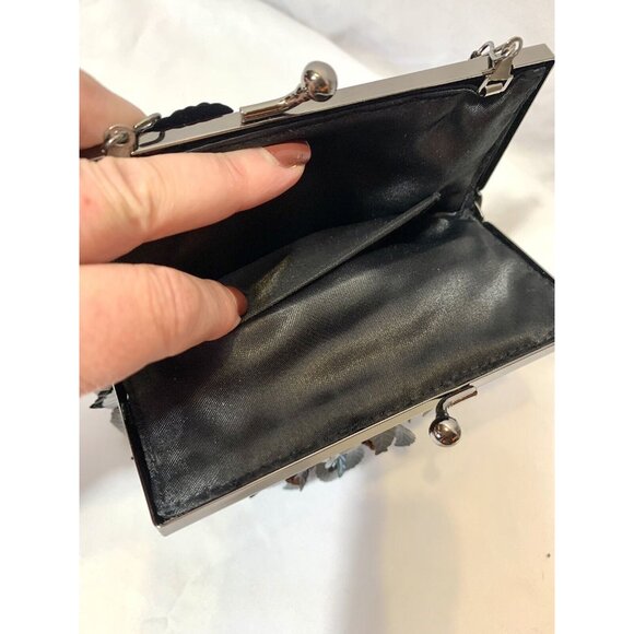 Vintage DRAP Barcelona Beaded Flapper Crossbody Purse Kiss Lock Leaf Sequins EUC - Picture 6 of 13